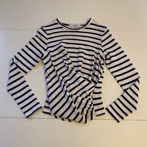 Joe's Jeans Collection Twist Wrap Striped Blouse Navy / Cream Size Small